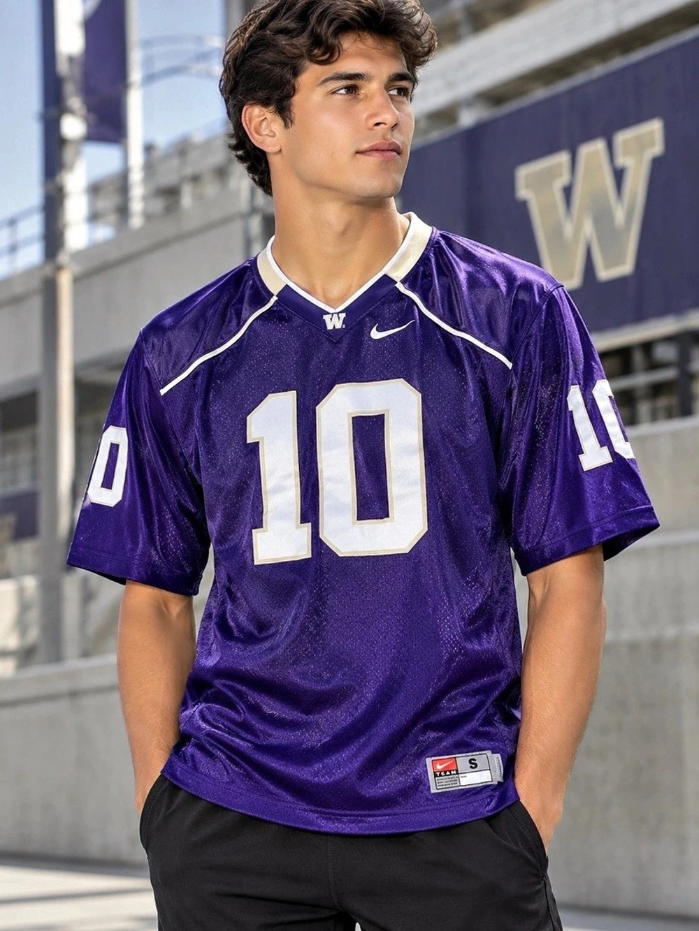 Nike Washington Huskies Nike Football Jersey #10 Purple & White Small
